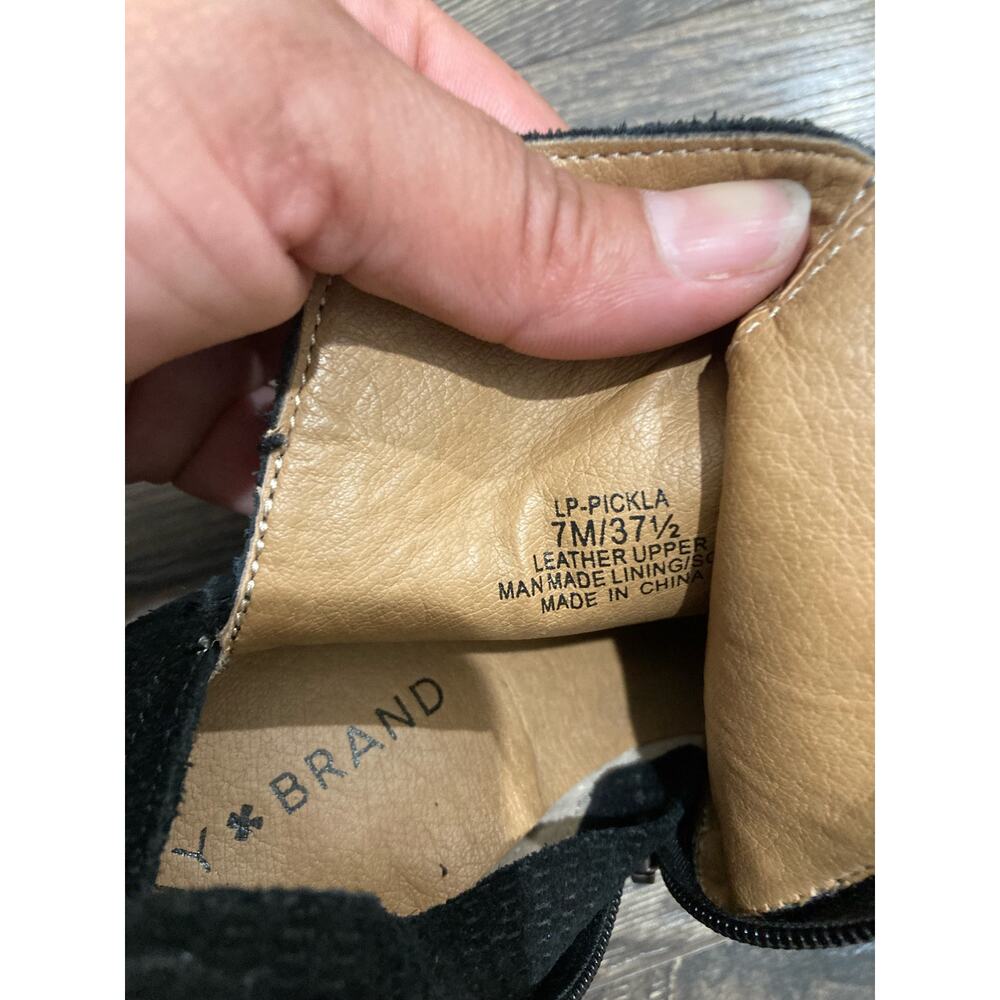 Lucky Brand Black Suede Booties with Zipper Size 7 - Picture 6 of 12